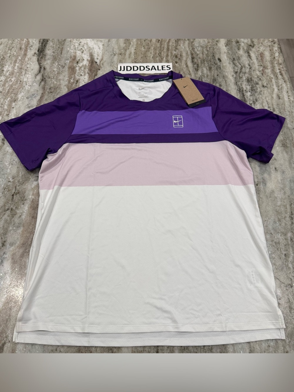 Nike Court Dri-FIT Advantage Tennis Shirt Purple White FZ6916-507 Men’s Large
